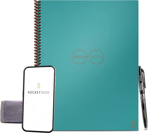 Vista 18 de Rocketbook Core - Cuaderno de espiral reutilizable, tamaño ejecutivo de 6 x 8.8 pulgadas, color negro, páginas punteadas, conectadas a