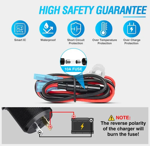 Vista 4 de Nilight 2 Pack PD Type C y QC 3.0 Panel de toma rápida USB con interruptor táctil LED ON Off, kit de cable fundido para coches, camiones