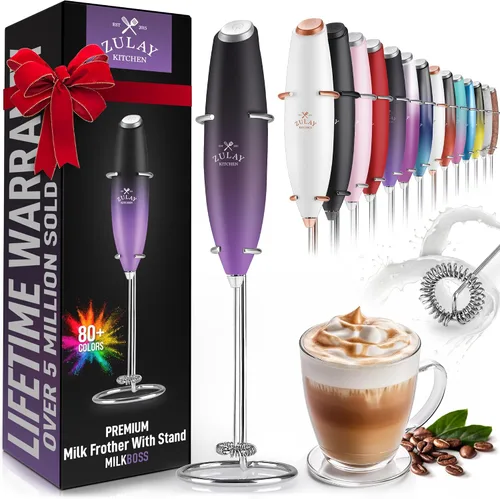 Vista 545 de Zulay Milk Boss Espumador de leche potente manual, hace espuma para latte, batidor para mezclar bebidas, café, miniespumador para capuchino, frappé