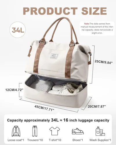 Vista 52 de Bolsa de viaje para mujer, bolsa deportiva para gimnasio, H-Negro