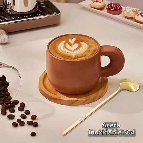 Vista 4 de Comicfs Juego de 10 cucharas de café espresso de acero inoxidable SUS 304 de 5.3 pulgadas, cucharas de café, cucharaditas para café, azúcar, postre