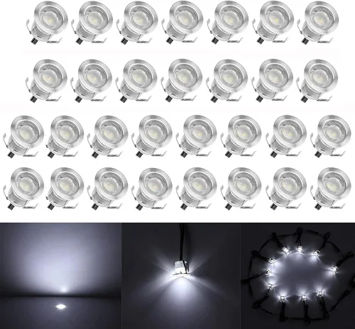 Vista 60 de Kits de luces LED empotrables para cubierta con carcasa protectora, iluminación LED de paisaje al aire libre IP67 impermeable, CC 12 V de bajo Azul
