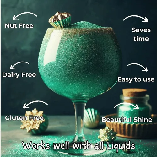 Vista 5 de Confect Agave Green - Polvo Luster Dust comestible para bebidas, cócteles y productos horneados, polvo brillante para pasteles, cupcakes, postres