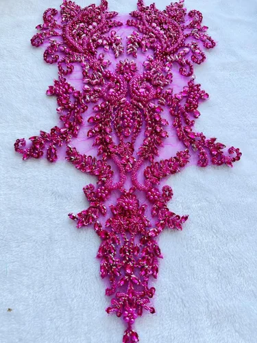 Vista 6 de Parches de diamantes de imitación brillantes hechos a mano para coser a mano con lentejuelas de cristal en encaje para vestido de graduación, ropa