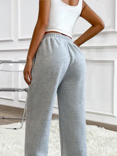 Vista 2 de Pantalones deportivos casuales para mujer, pantalones cruzados en V, cintura alta, holgados, pantalones para descansar