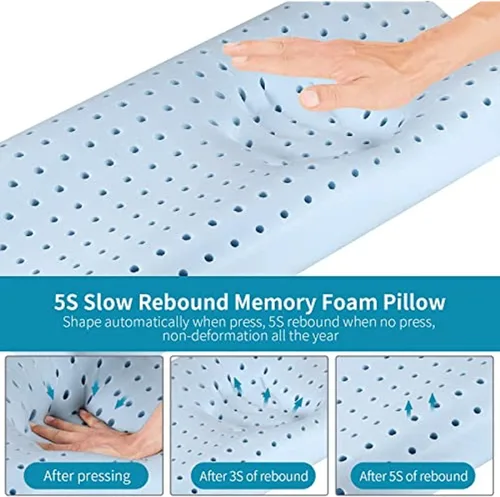Vista 4 de Almohadas de espuma viscoelástica, almohada cervical tamaño Queen para dormir, almohada cervical ergonómica para dormir lateral, espalda, estómago