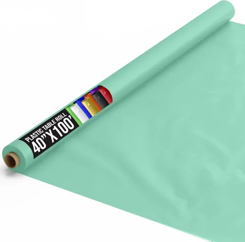 Vista 119 de Exquisito rollo de mantel de mesa de plástico aqua de Party Solids 4 piezas 40" X 300' Rollo de mantel de mesa de plástico - Rollos de mantel