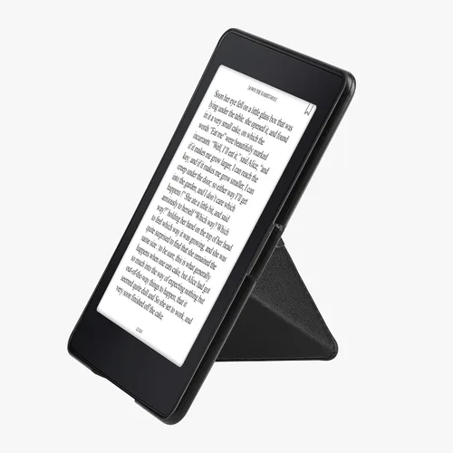 Vista 9 de kwmobile Origami - Funda compatible con Amazon Kindle Paperwhite, funda delgada de piel sintética con soporte, color negro