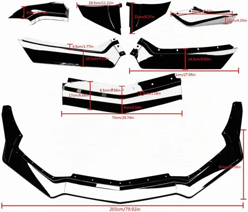 Vista 7 de CHIESMA para C8 Corvette, alerón frontal con ajuste para Chevrolet Corvette C8 Z51 STG 2020-2025, negro brillante, 7 piezas, alerón frontal