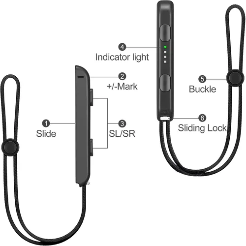 Vista 6 de Gepicest Wrist Strap for Joycon 4 Pieces Switch Parts Accessories Controller Attachments Compatible with Joy Con, Dual Remote Comfort Controller