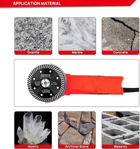 Vista 4 de DT-DIATOOL Hoja de diamante de 4 pulgadas para bloque de mármol de granito Disco de corte de diamante con segmentos Turbo y múltiples agujeros