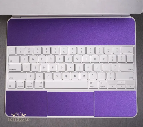 Vista 6 de SopiGuard Skin for 2021 Magic Keyboard Case 12.9 Precision - Adhesivo de vinilo de borde a borde superior, teclado y panel trasero (negro cepillado)
