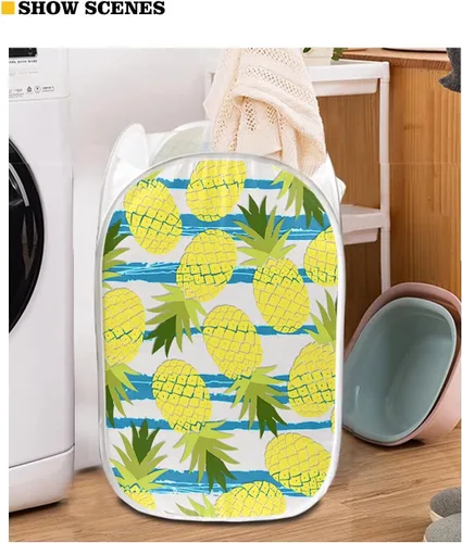 Vista 8 de AFPANQZ Cesta plegable de malla para ropa sucia, plegable, portátil, para guardar lugar para el hogar, fácil de plegar para viajes, 13.5 x 13.5 x 21