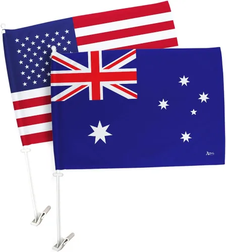 Vista 110 de Paquete de bandera de coche de la Copa del Mundo 2022 de Gales, bandera americana para carros, decoración de automóviles, pancarta pequeña