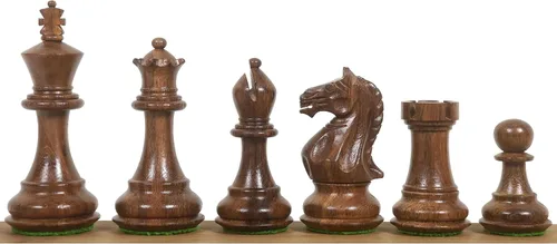 Vista 3 de Royal Chess Mall - Juego de piezas de ajedrez Queens Gambit Staunton de 3.75" - Palisandro dorado