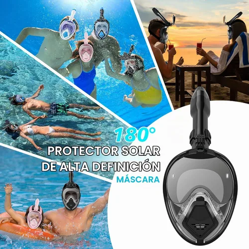 Vista 7 de Devilfish Full Face Snorkel Mask Adults, Dry Top System Snorkeling Set with Foldable Sunglasses, 180 Degree Panoramic View Snorkel Gear, Scuba