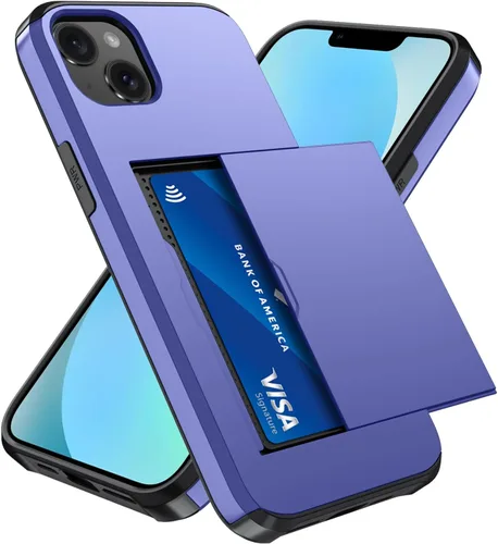 Vista 114 de Qinmay Funda compatible con iPhone 7 Plus/8 Plus con tarjetero, doble capa a prueba de golpes, funda protectora resistente con ranura oculta Negro