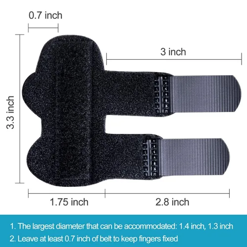 Vista 2 de Férula de dedo de gatillo para enderezar los dedos, artritis, esguince y lesiones (2 piezas, negro)