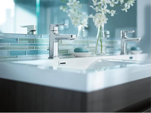 Vista 4 de Moen Rizon 6900 - Grifo de baño moderno cromado con una manija con montaje de drenaje, 6900