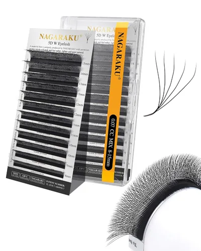 Vista 234 de NAGARAKU Extensiones de pestañas prefabricadas en abanico 3D W 0.05 C 0.315 0.05-C 3D W