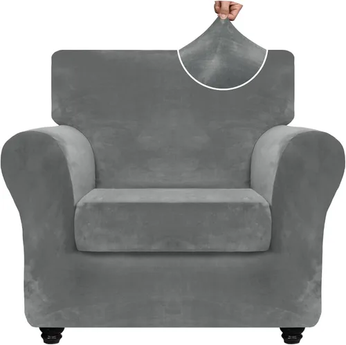 Vista 27 de ZNSAYOTX Fundas elásticas para silla de terciopelo de lujo con brazo, 2 piezas, para sala de estar, funda gruesa y suave, antideslizante, protector