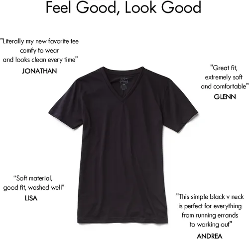 Vista 4 de Fresh Clean Threads V Neck T Shirts for Men - Pre Shrunk Soft Fitted Premium Classic Tee - Men's T-Shirt Cotton Poly Blend