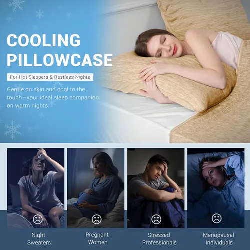 Vista 7 de Elegear Fundas de almohada refrescantes para personas que duermen con calor, fundas de almohada refrescantes japonesas Q-Max 0.5, en ambos lados