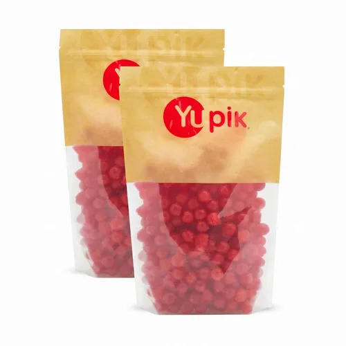 Vista 6 de Yupik Caramelos de cereza ácida, 2.2 libras (35.2 onzas), bolas con sabor a cereza, dulce y agrio, gomitas rojas masticables, golosinas divertidas