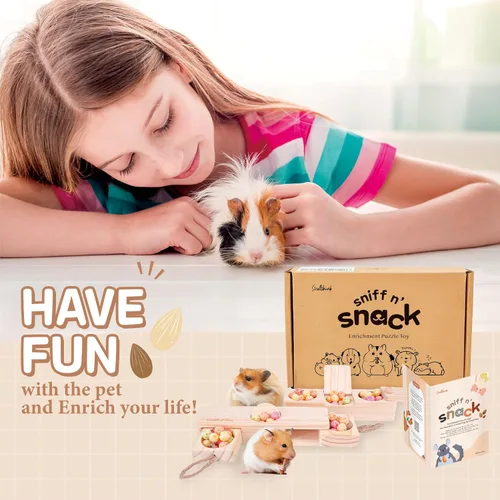 Vista 9 de SoulThink® Juguetes interactivos de conejillo de indias – Juguetes de ratas de madera para ratas de mascotas, actividad de enriquecimiento