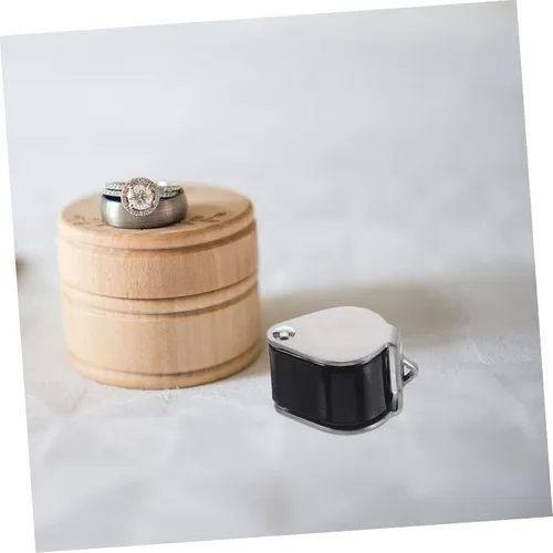 Vista 8 de Mini lente de aumento con soporte de cuero 14x vidrio de alta ampliación plegable portátil plegable de mano joyería lupa detección joyería