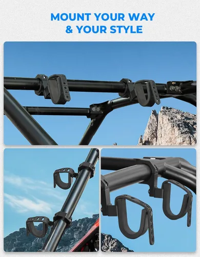 Vista 6 de KEMIMOTO Portaherramientas de caza para UTV, soporte para barra enrollable, soporte para pala, soporte para arco, compatible con barras enrollables