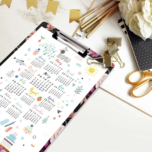 Vista 6 de Portapapeles de oficina con clip de perfil bajo para estudiantes, aula, escuela y oficina, decorativo de WAVEYU Cute, Hardboard, Low Profile Clip
