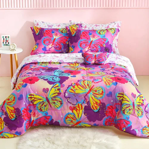 Vista 10 de Mooreeke Juego de edredón individual para niños de 6 piezas, juego de ropa de cama azul para adolescentes, cama de tren de microfibra para niños