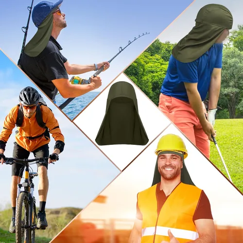Vista 2 de Sintege 6 piezas de sombrero duro para protección solar con calavera, protector de cuello de secado rápido para mujeres y hombres