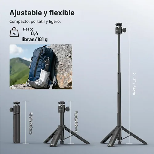 Vista 7 de NEEWER Basics - Trípode extensible para selfie, mango de metal portátil compatible con Canon G7X Mark III Sony ZV-1 RX100 VII A6400 A6600 Nikon