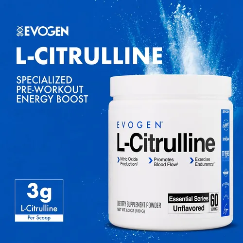 Vista 3 de Evogen Polvo de L-citrulina - Refuerzo de óxido nítrico Producción de óxido nítrico, promueve el flujo sanguíneo y la resistencia 60 porciones