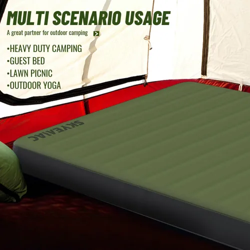 Vista 2 de SKYEMAC Colchoneta de dormir de espuma viscoelástica autoinflable con bomba incorporada – R-Value 13, tamaño matrimonial