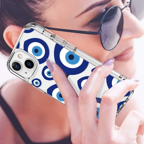 Vista 2 de LUHOURI Funda para iPhone 15 con protector de pantalla – Cristal acrílico transparente – Diseños de moda para mujeres y niñas – Funda protectora