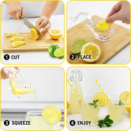 Vista 5 de Zulay Kitchen Exprimidor de limón de pájaro – Easy Bird Exprimidor de limón con boquilla de vertido – Prensa de cítricos de plástico duradero