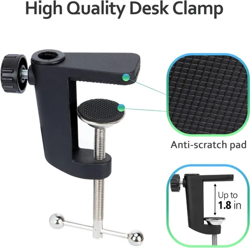 Vista 5 de Brazo de brazo AM8: brazo de micrófono ajustable con funda de cable, brazo de micrófono con adaptador de 3/8 a 5/8 pulgadas compatible
