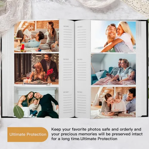 Vista 2 de Aevdor - Álbum de fotos de 4 x 6 con capacidad para 360 fotos, cubierta de cuero con áreas de notas para fotos de graduación, bodas, niños, familia