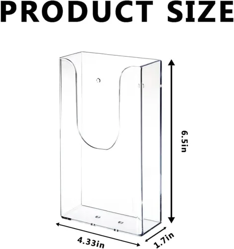 Vista 2 de Paquete de 6 soportes acrílicos para folletos de 4 x 6 pulgadas, soporte para folletos de montaje en pared, soporte deslizante para folletos