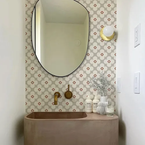 Vista 17 de Alwayspon 12 calcomanías de azulejos de pared retro florales mate para transferir, despegar y pegar, calcomanías de vinilo autoadhesivas
