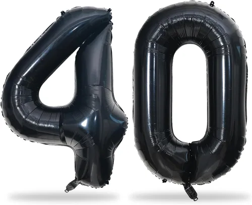 Vista 15 de Globos negros del número 10 para decoraciones de cumpleaños número 10, globos de helio de mylar de lámina de 40 pulgadas negros del número 1 & 0