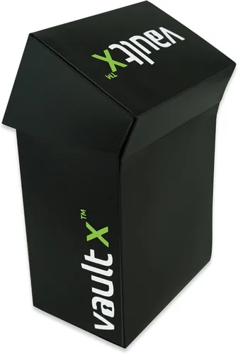 Vista 4 de Vault X Pequeña caja de cubierta estándar con 100 fundas negras, se adapta a más de 60 tarjetas coleccionables con funda (negro)