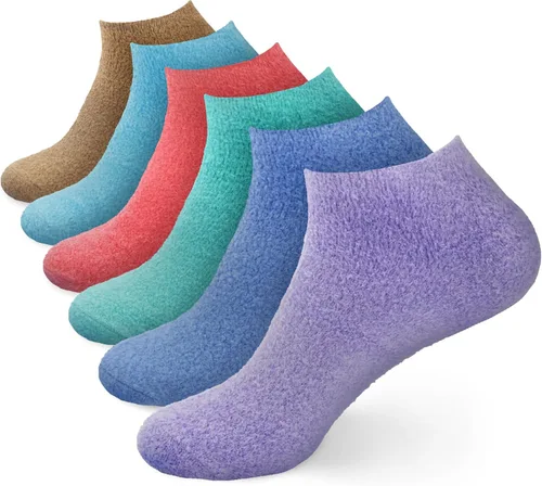 Vista 40 de BambooMN Calcetines de spa de nailon mullidos con infusión de aloe para mujer, color morado lavanda, 3 pares