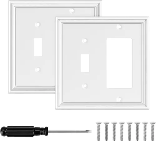 Vista 13 de Cubiertas blancas para enchufes de pared, placa decorativa moderna para interruptor de luz, cubierta de enchufe, placas de interruptor, cubierta