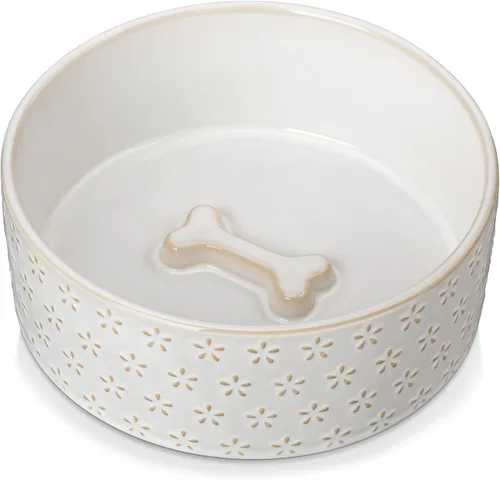 Vista 10 de MALACASA - Cuenco de comida de cerámica para perros, plato de agua para razas medianas, 4 tazas