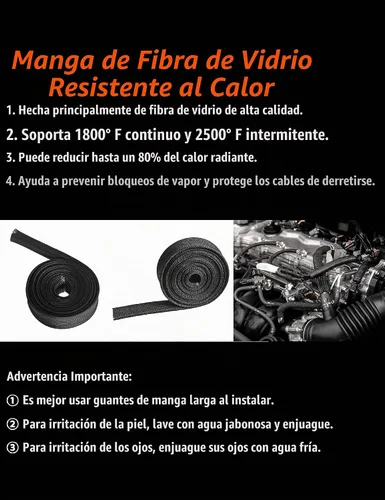 Vista 3 de Protector Térmico de Alambre Automotriz Funda Protectora Térmica Protector Térmico para Línea de Combustible Cubierta Protectora de Manguera Auto