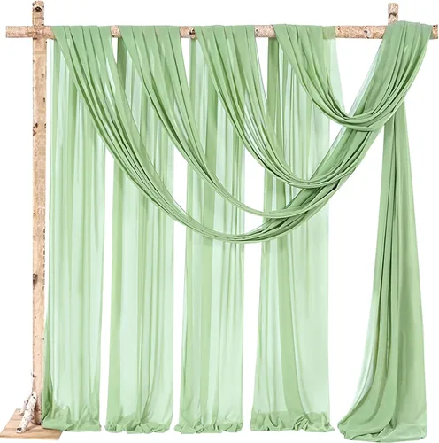 Vista 14 de Cortinas de boda con rosas polvorientas, 2 paneles de 6 yardas, cortinas de fondo transparentes para despedida de soltera, arcos de boda